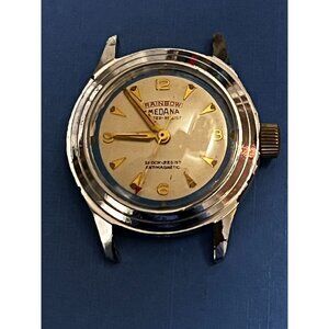 Vintage 1980s Rainbow Medana Stainless Silver Tone Watch 4 parts / repair
